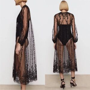 Zara Black Lace Floral Top